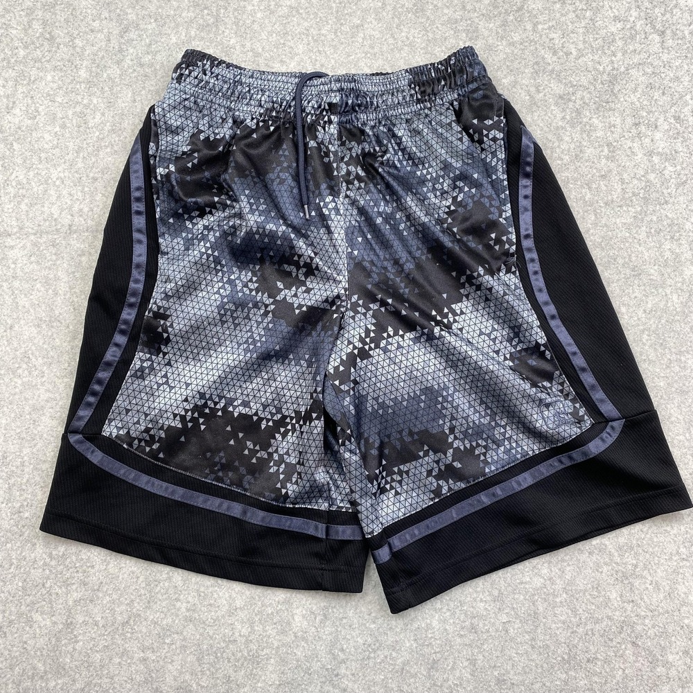AND1 Shorts Mens Small (26x9) Black Mesh Basketball Gym Athletic Geometric